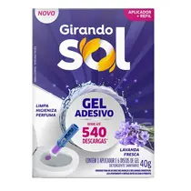 Aparelho + Refil Gel Adesivo Sanitário 40g Lavanda Fresca Girando Sol