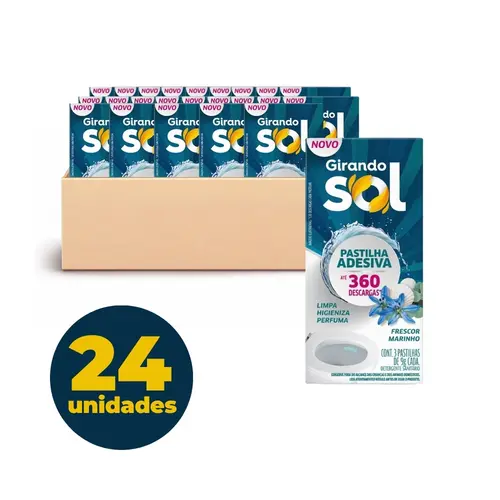 PASTILHA SANITARIA ADESIVA 9G 3UN GIRANDO SOL FRESCOR MARINHO 24 UN