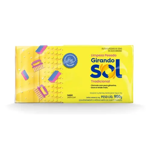 Sabão Barra Amarelo c/ 5uni 180g Girando Sol
