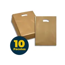 SACOLA PRESENTE PE 40CMX50CM INOVEN BOCA DE PALHACO OURO 50UN 10 PCT
