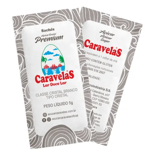 Açúcar Cristal Premium Sache 5g c/ 1000 Caravelas