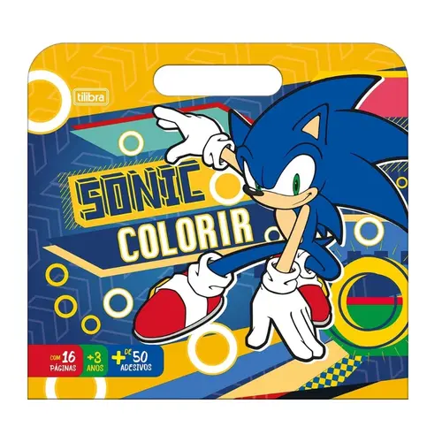 Folhas para Colorir Maleta c/ Adesivo Sonic Tilibra