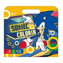 Folhas para Colorir Maleta c/ Adesivo Sonic Tilibra