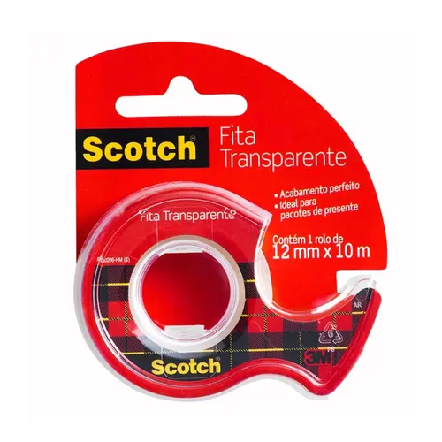 Fita Adesiva 12mm x 10m Scotch com Dispensador