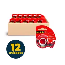 Fita Adesiva 12mm x 10m Scotch com Dispensador Caixa com 12 Unidades