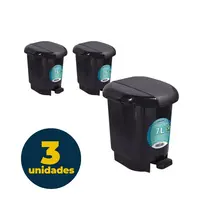 LIXEIRA 007L PLASTICA C/PEDAL ARQPLAST PRETA 3 UN