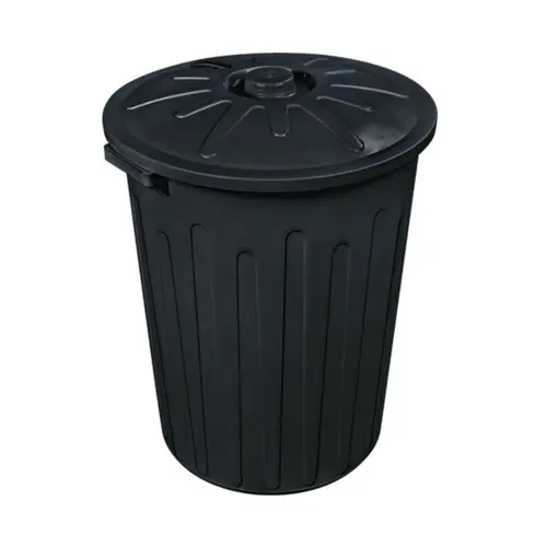 Cesto de Lixo Plástico Redondo 65 Litros Preto Arqplast
