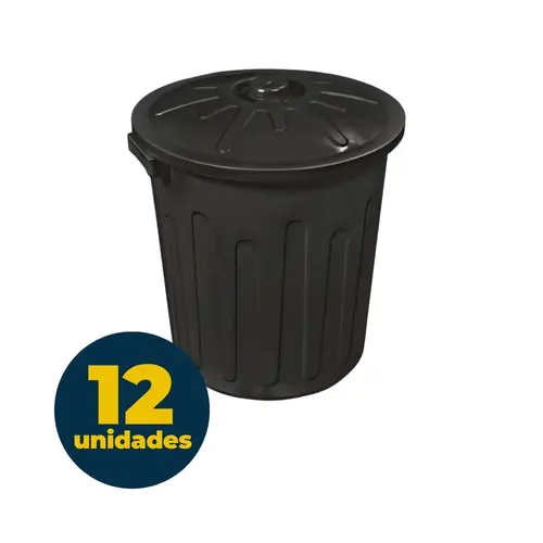 CESTO LIXO PLASTICO 65 LITROS ARQPLAST PRETA 12 UN