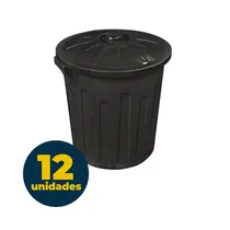 CESTO LIXO PLASTICO 65 LITROS ARQPLAST PRETA 12 UN