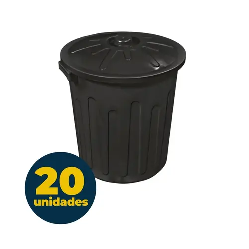 LIXEIRA 030L PLASTICA COM TAMPA ARQPLAST PRETO 20 UN