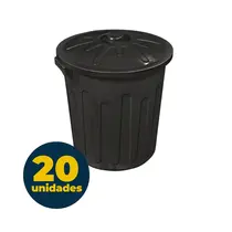 LIXEIRA 030L PLASTICA COM TAMPA ARQPLAST PRETO 20 UN