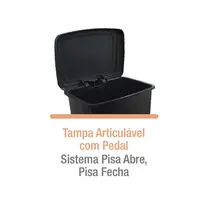 Cesto de Lixo Plástico com Pedal 35 Litros Preto Arqplast
