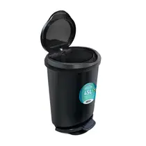 Cesto de Lixo Plástico com Pedal Borda Trava Saco 45 Litros Preto Arqplast