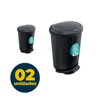 LIXEIRA 045L PLASTICA C/PEDAL ARQPLAST BORDA TRAVA SACO PRETA 2 UN