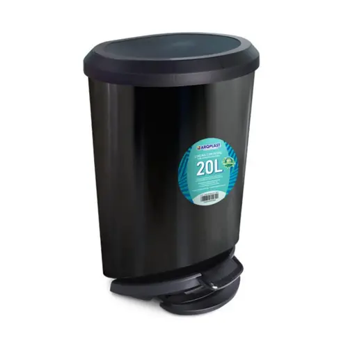 Cesto de Lixo Plástico com Pedal 20 Litros Preto Arqplast