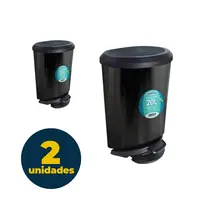 LIXEIRA 020L PLASTICA C/PEDAL ARQPLAST PRETA 2 UN