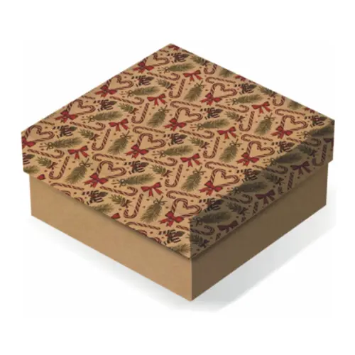 Caixa Presente Duplex P 14CMX14CMX8CM Kraft Natal Uriarte - 31178