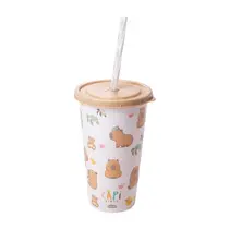 Copo Plástico com Canudo 500ml Capivara