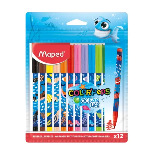 Hidrocor 12 Cores Colors Peps Ocean Life Decorada Maped