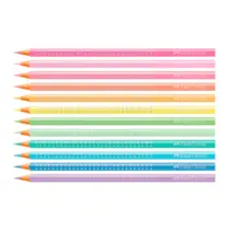 Lápis Cor 12 Cores Pastel Triangular EcoLapis Sparkle Estojo Metálico Faber Castell