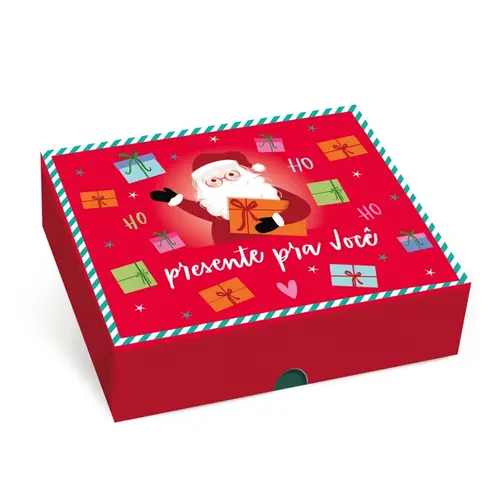 Caixa Presente Retangular c/ Tampa e Fundo G 30CMX6CMX24CM Presentes Natal Cromus