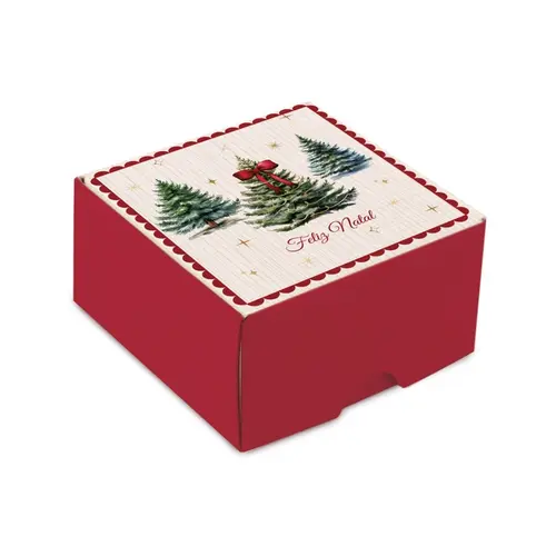 Caixa Presente Quadrada Mini M 9,5CMX9,5CMX4CM Pinheiro Cromus