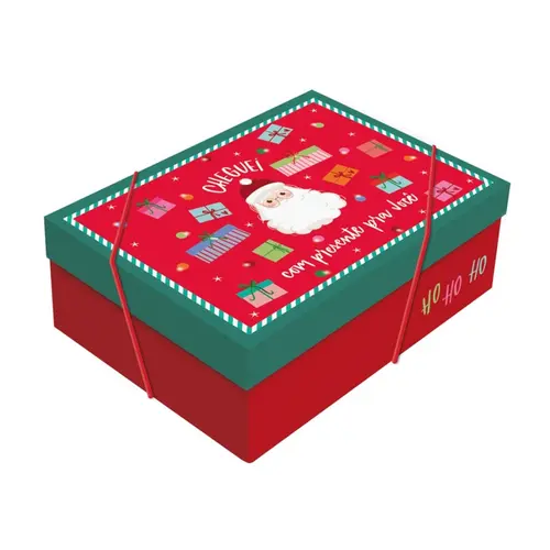 Caixa Presente Retangular c/ Tampa M 35CMX25CMX11CM Presentes Natal Cromus