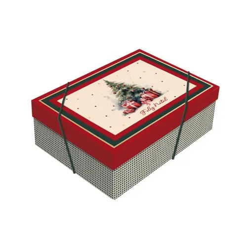 Caixa Presente Retangular M Tampa Cromus Charm Árvore 35x25x11cm