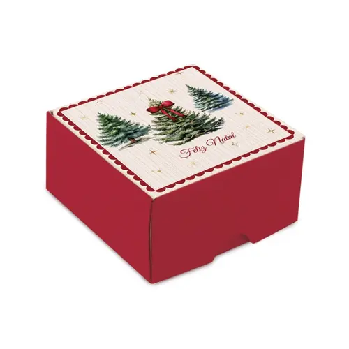 Caixa Presente Quadrada Mini P 6,5CMX6,5CMX3,5CM Pinheiro Cromus
