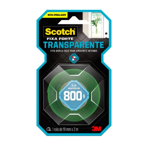 FITA DUPLA FACE 19MMX2M FIXA FORTE TRANSPARENTE SCOTCH 12 RL