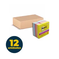 BLOCO RECADO ADESIVO REMOVIVEL 076MMX076MM POST-IT 450FL COLECAO ALEGRIA 12 UN