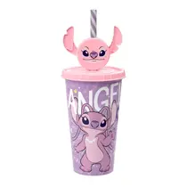 Copo Plástico com Canudo 500ml Pin Stitch Angel