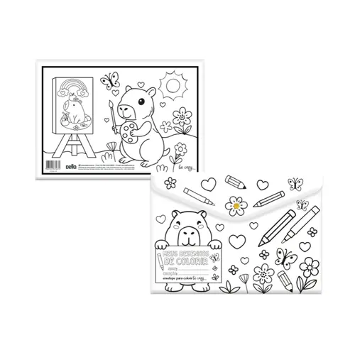 Pasta Envelope c/ Botão A4 Para Colorir Be Capy Pintor Dello