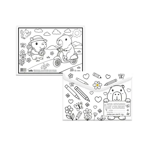 Pasta Envelope c/ Botão Para Colorir Be Capy Passeio Dello