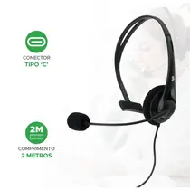 Fone de Ouvido Headset Type-C com Microfone 5+ Office Preto