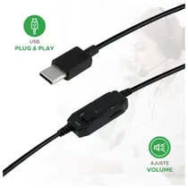 Fone de Ouvido Headset Type-C com Microfone 5+ Office Preto