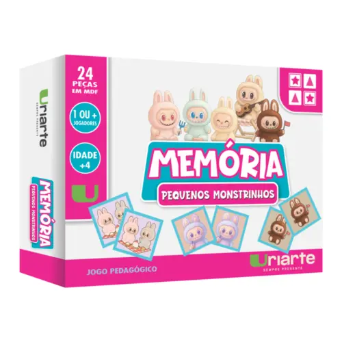 Jogo da Memoria em Madeira 24 peças Pequenos Monstrinhos Uriarte