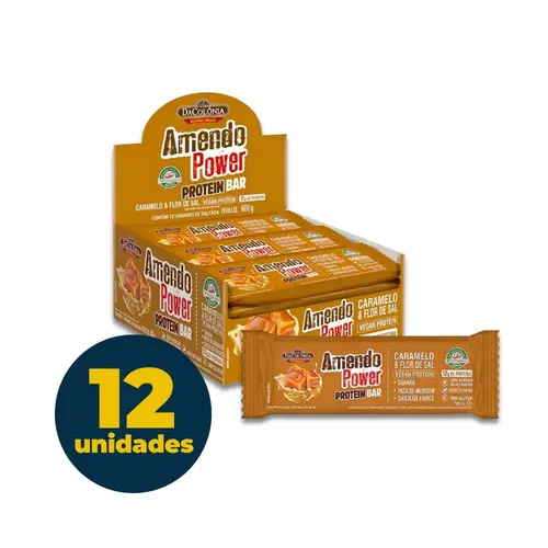 BARRA AMENDO POWER 50G DACOLONIA PROTEIN BAR CARAMELO & FLOR DE SAL 12 UN