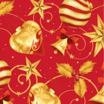 Papel Presente em Folha 50x60cm Couché Natal Sinos e Coração