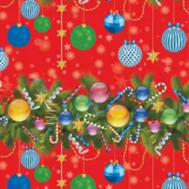 PAPEL PRESENTE EM FOLHA 50CMX60CM COUCHE NATAL BOLAS COLORIDAS 400 UN