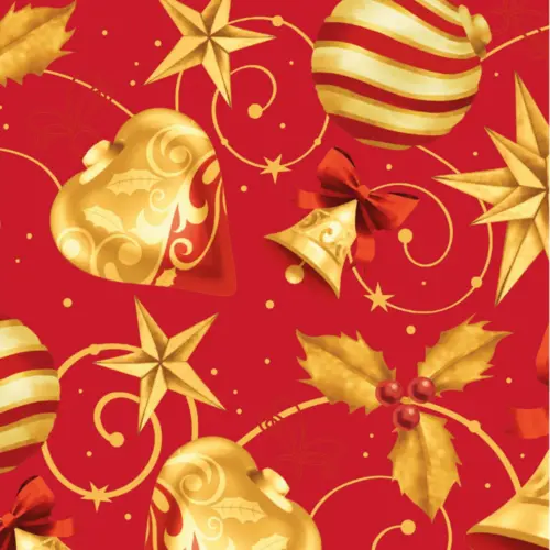 Papel Presente Couché Bobina 60x90m Natal Sinos e Coração