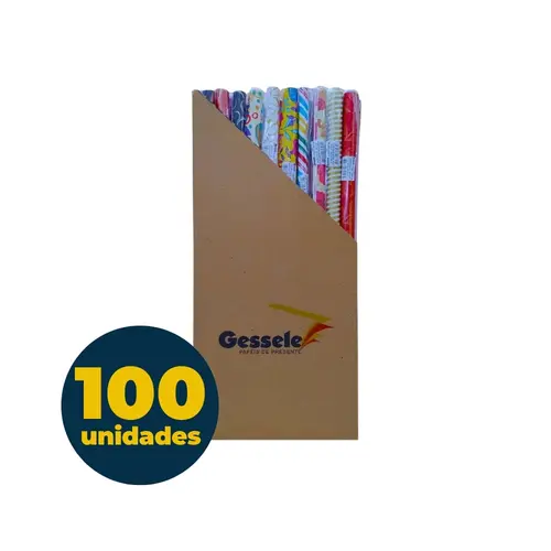 PAPEL PRESENTE EM FOLHA 60CMX100CM GESSELE SORTIDO 100 RL