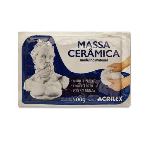 Cerâmica Fria Acrilex Massa de Modelar 500g Branca