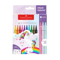 Hidrocor 10 Cores + 3 Glitter Unicórnio Faber Castell