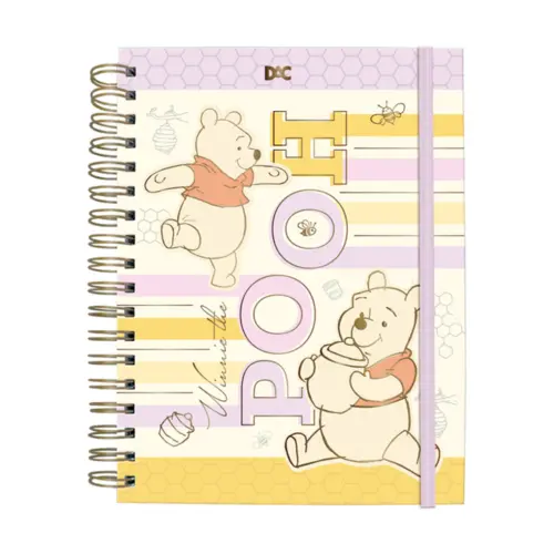Caderno Colegial com Elástico 177mm x 242mm 80 Folhas Destacáveis DAC Smart Ursinho Pooh