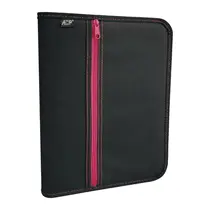 Pasta Fichário Universitário 270x343mm 4 Argolas ACP Nylon 600 Preto Zíper Pink