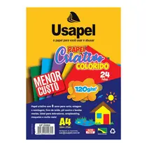 Papel Colorido Criativo Color Set 8 Cores 120g A4 24 Folhas Usapel