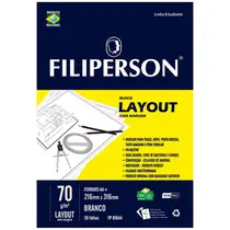 Bloco Escolar Layout com Margem A4+ 21,6x31,6cm Filiperson 70g/m² 50 Folhas