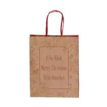 Sacola Papel Kraft P 17,5cm x 8,5cm x 21,5cm Natural Feliz Natal