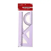 Kit Geométrico 1° Grau 4 Peças New Line Lilás Pastel com régua, esquadro e transferidor
